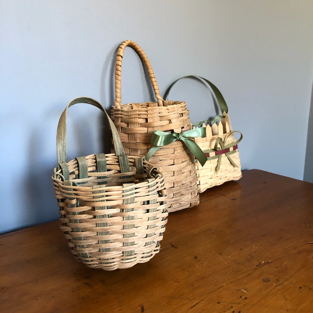 COPY - Vintage Trio Of Hanging Wicker Wall Baskets